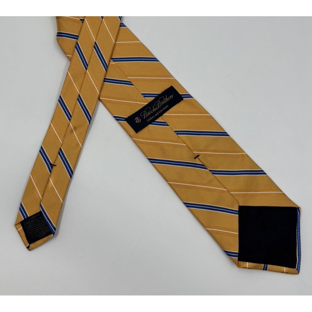 Brooks Brothers Silk Yellow Striped Width 3.5" Length 58" Tie - Picture 4 of 4